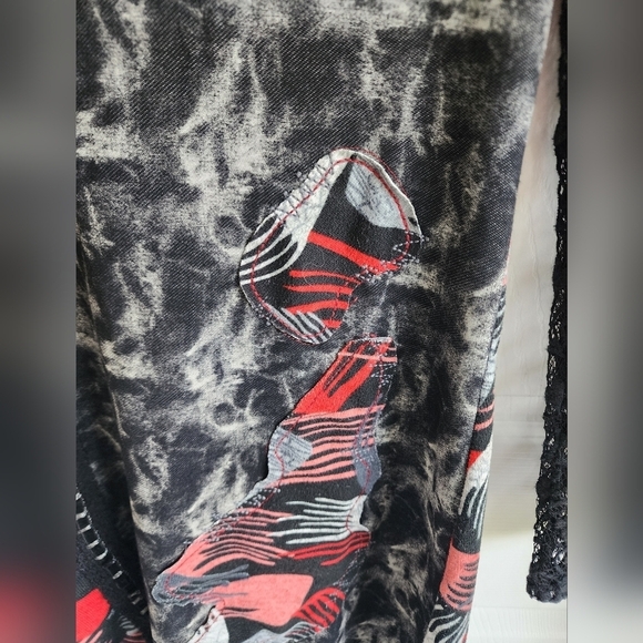 Colori Mixed Media Graffiti dress with Lace and crochet flowers Art To Wear Sm - Picture 4 of 7